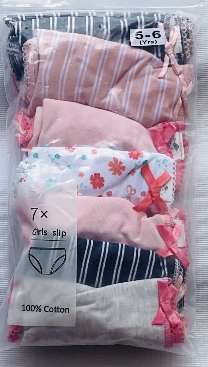 5-6 Yrs 7 Pack Colored Girls Briefs- B10
