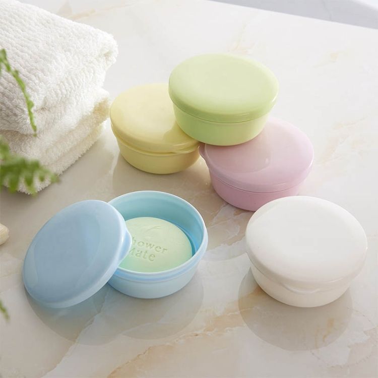 2 PCS Circular Drainage Covered Portable Travel Soap Box