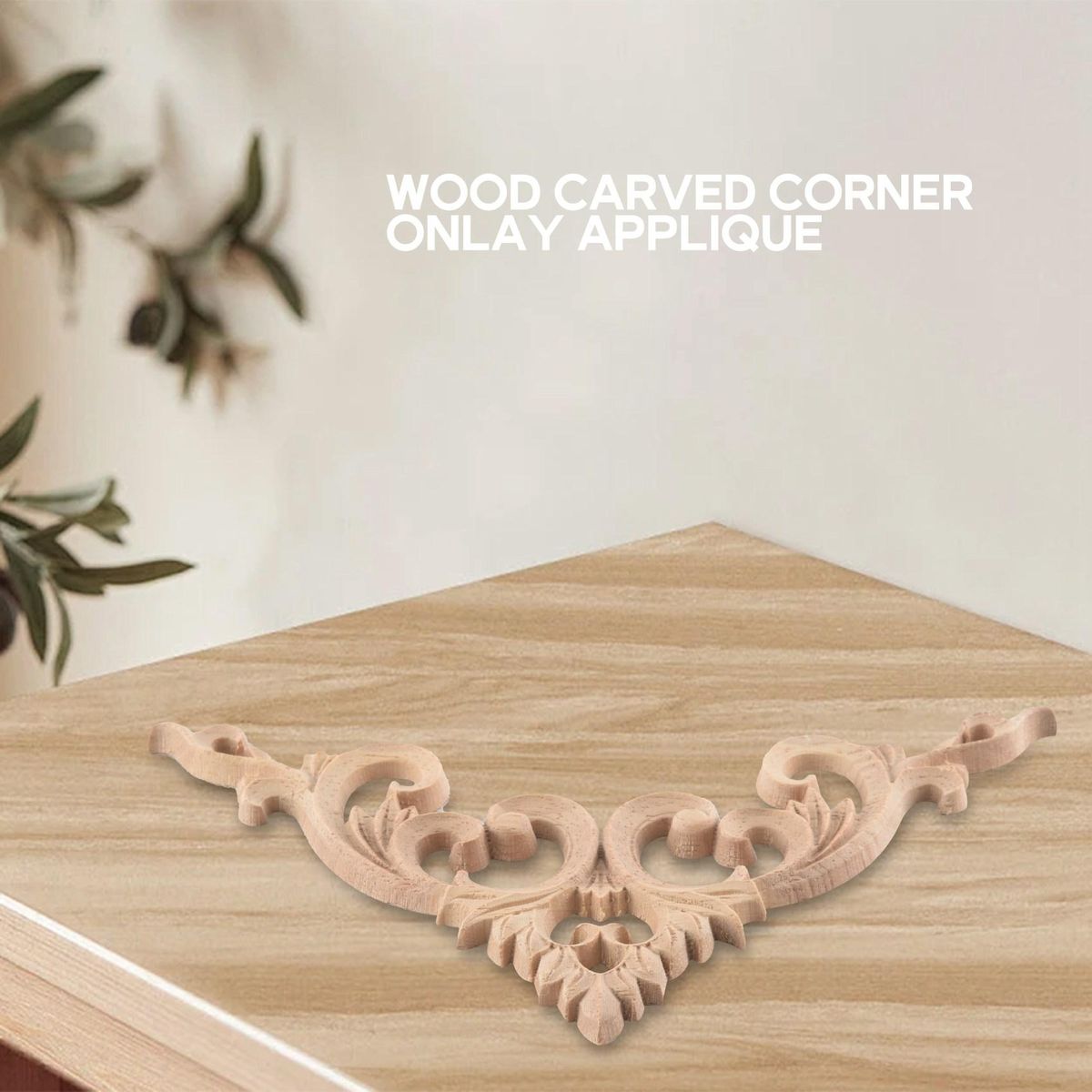4Pcs/Set Wood Carved Onlay Applique for 15cm