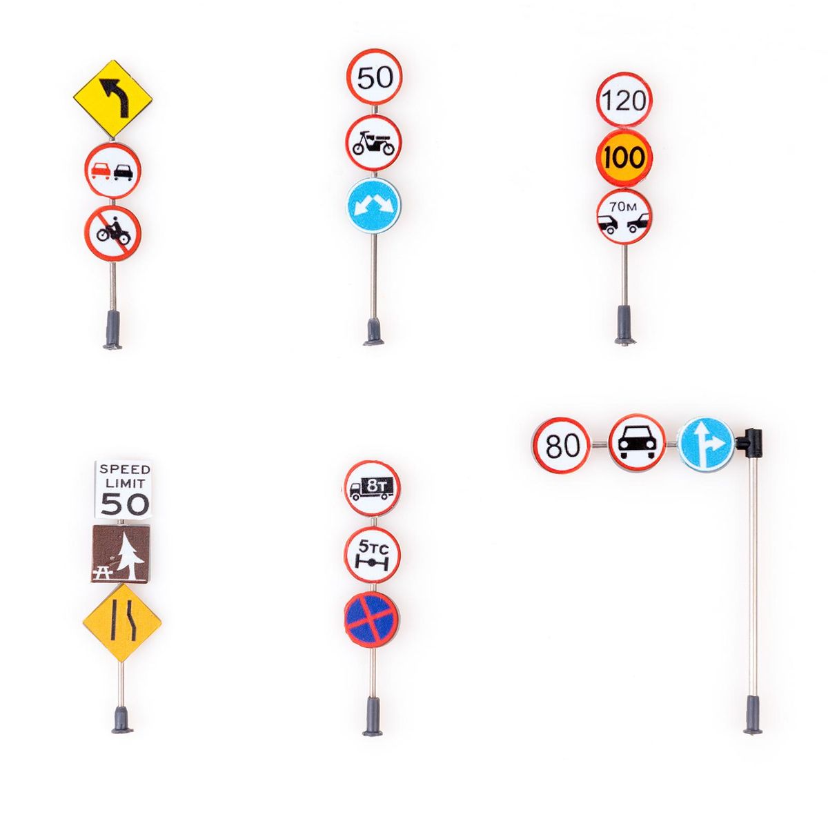 6 Pieces Traffic Sign Set Street Signs Scale Model Signals Perfect for Plan City and Train Set