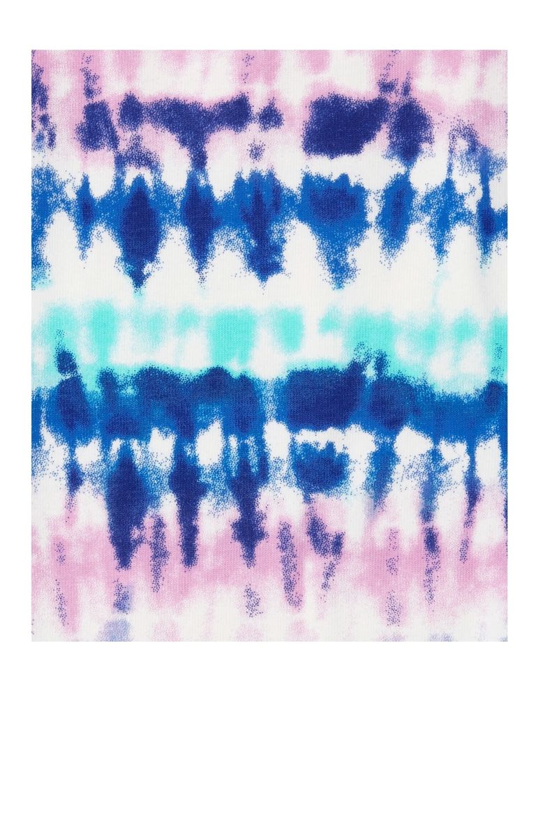 Girls Tie And Dye Print Capri Leggings-- Blue Pink- 3 In 1 Pack