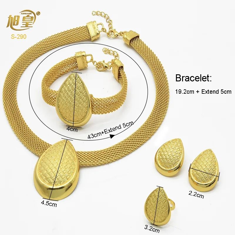 African Fashion Necklace Jewelry Set For Women Indian Gold Plated Choker Jewellery Sets