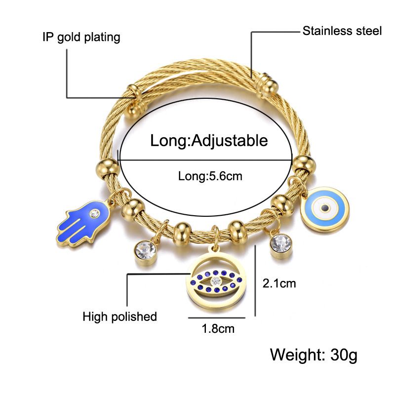 Fatimah Turkey Titanium Adjustable Lucky Bangle Bracelet