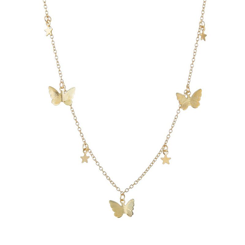 Elegant Butterfly Ladies Necklace Glitter Delicate Necklace With Star Pendant