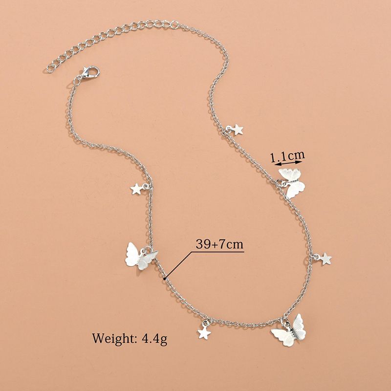 Elegant Butterfly Ladies Necklace Glitter Delicate Necklace With Star Pendant