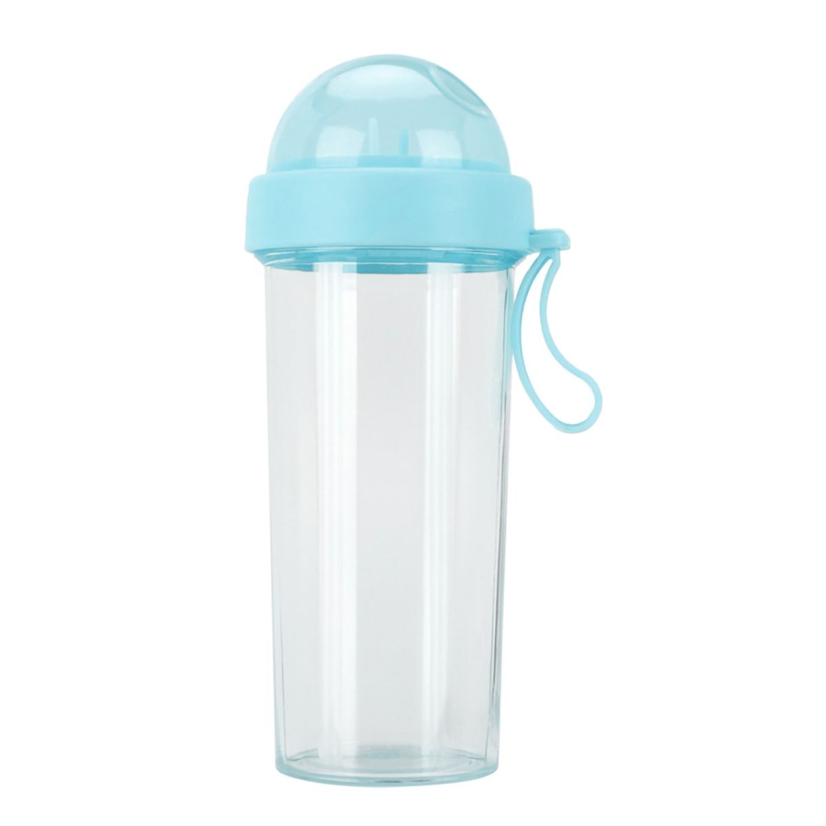 420/600ml Portable Dual Straw Separate Drink Water-Blue