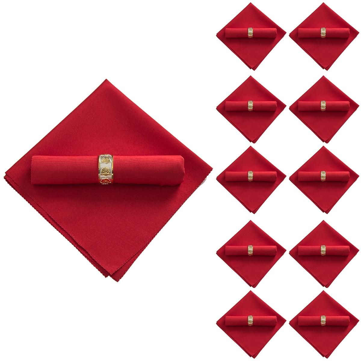10Pcs 48X48cm Polyester Cloth Napkins for Restaurant Wedding Banquet Dinner Party, Big Red