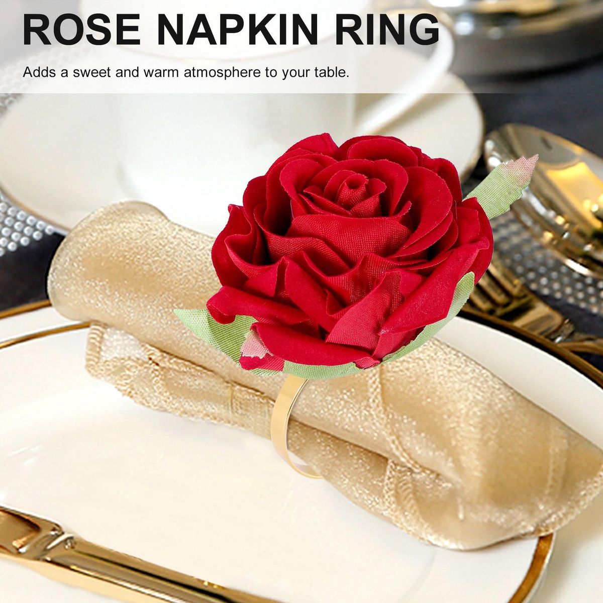 12PCS Red Shape Towel Buckle Napkin Ring Party Hotel Table D