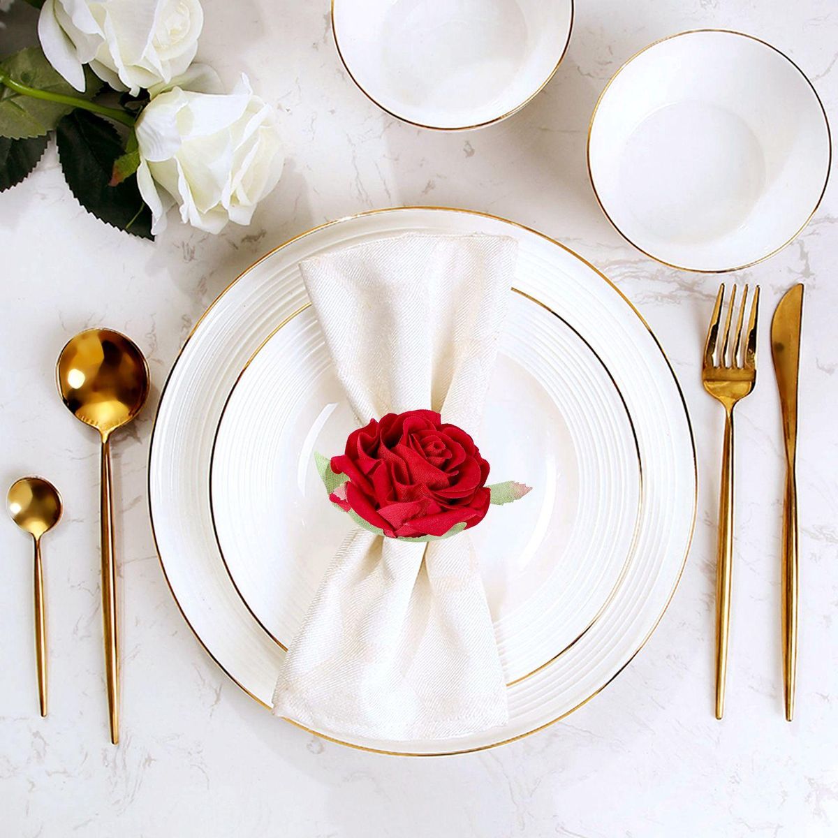 12PCS Red Shape Towel Buckle Napkin Ring Party Hotel Table D