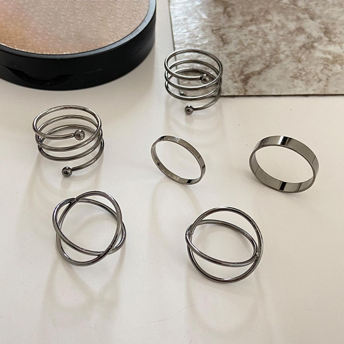1 Set Knuckle Rings Geometric Punk Unisex Electroplating-