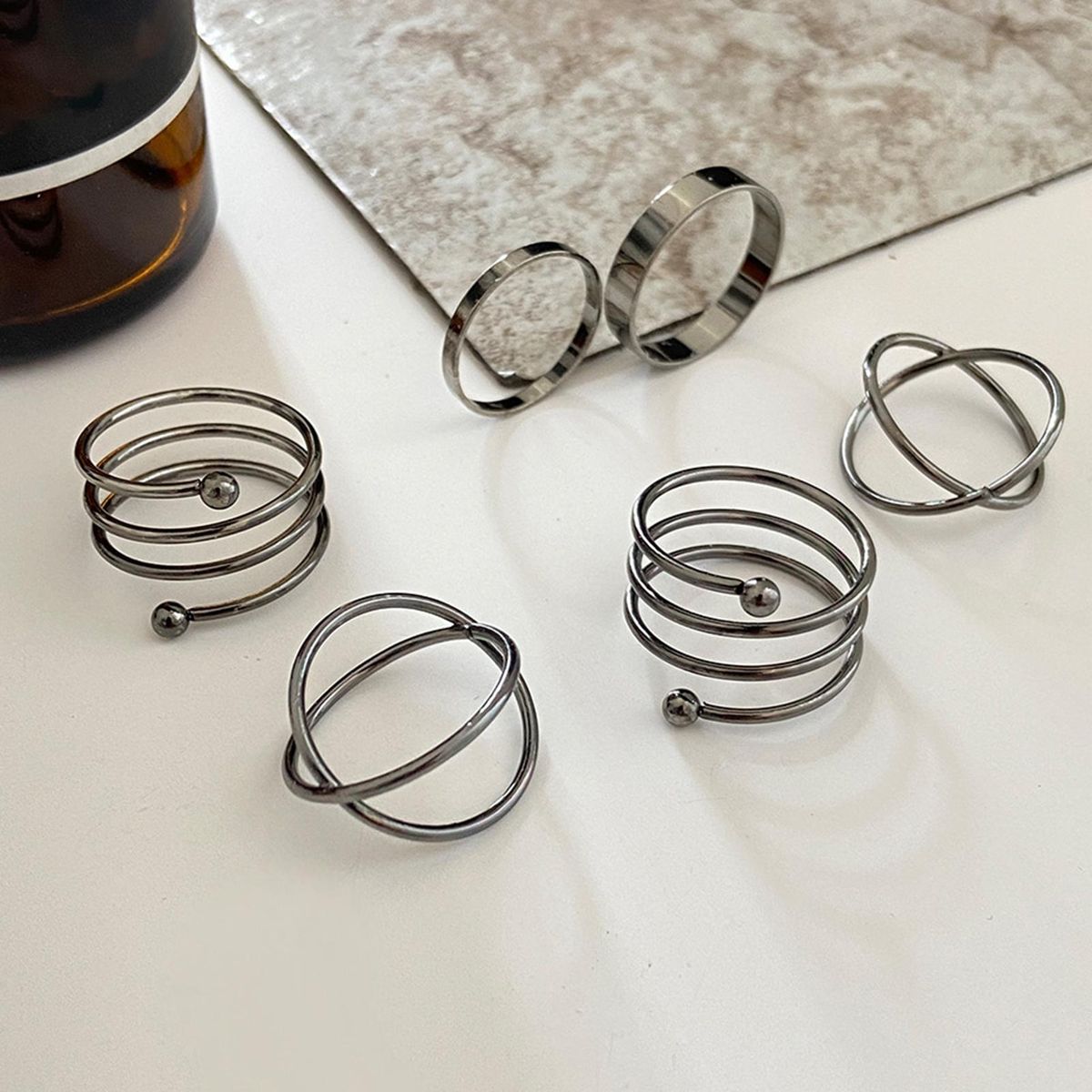 1 Set Knuckle Rings Geometric Punk Unisex Electroplating-