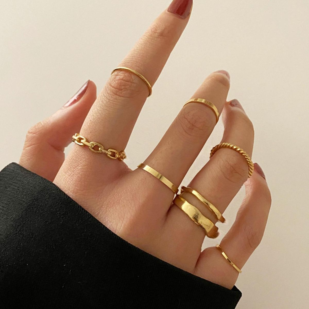 1 Set Knuckle Rings Geometric Punk Unisex Electroplating-