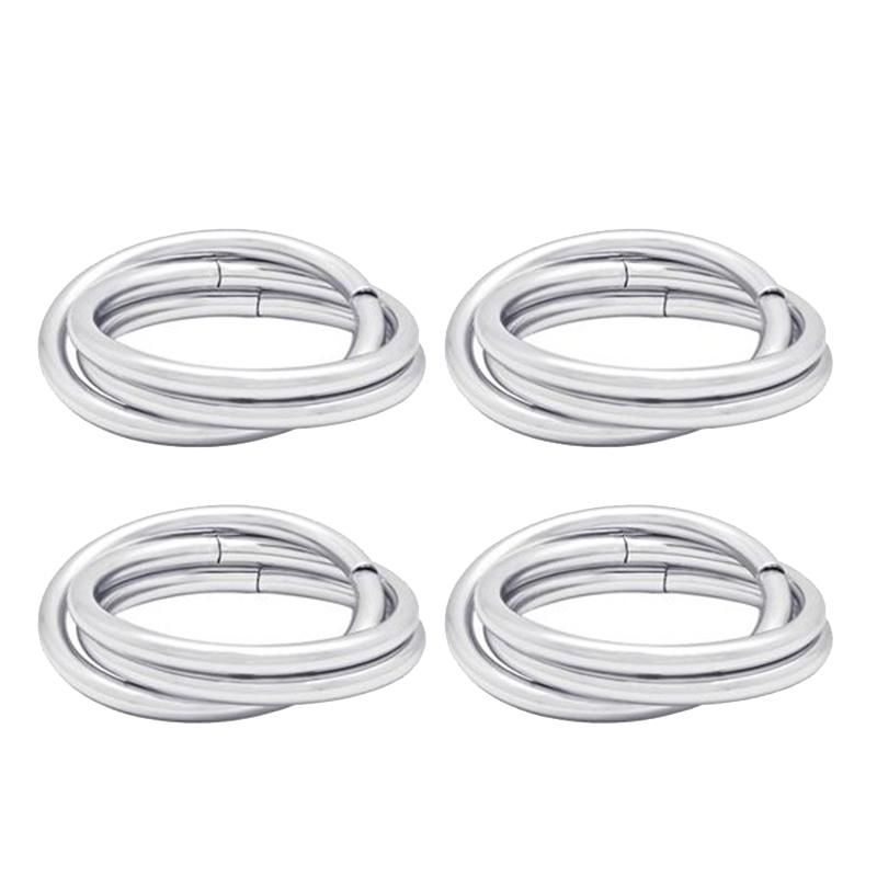 4 Pcs/Set Metal Round Cross Napkin Rings Napkin Buckle for Hotel Wedding Dinner Party Table Decoration Ring-Silver