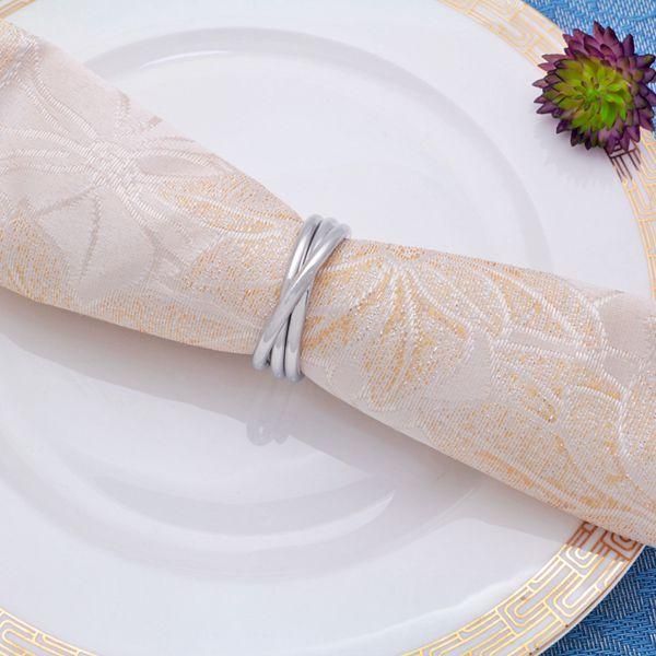 4 Pcs/Set Metal Round Cross Napkin Rings Napkin Buckle for Hotel Wedding Dinner Party Table Decoration Ring-Silver