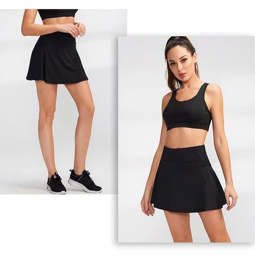 Women Tennis Skirt Sports Shorts Gym Running Sports Skort（Black）