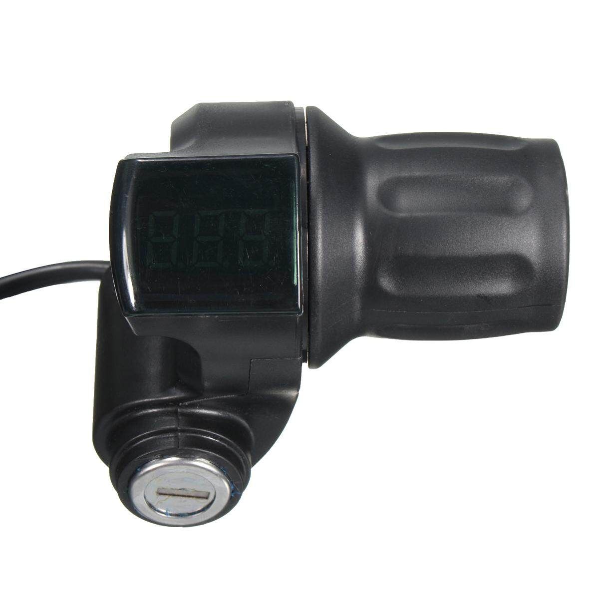 12V-99V EBike Scooter Throttle Grip Handlebar LED Digital Meter + Key