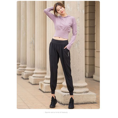 Women's Sweatshirt Hooded Waist Gym Top Sport Coat