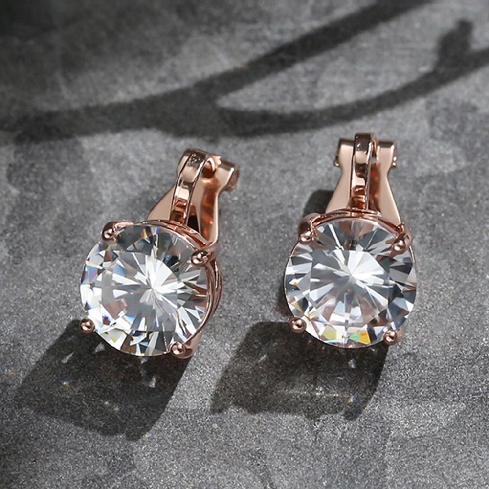 Women's Geometric Round Zircon Super Flash Temperament Ear Clip