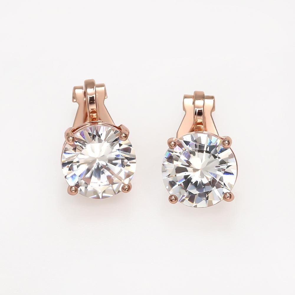 Women's Geometric Round Zircon Super Flash Temperament Ear Clip