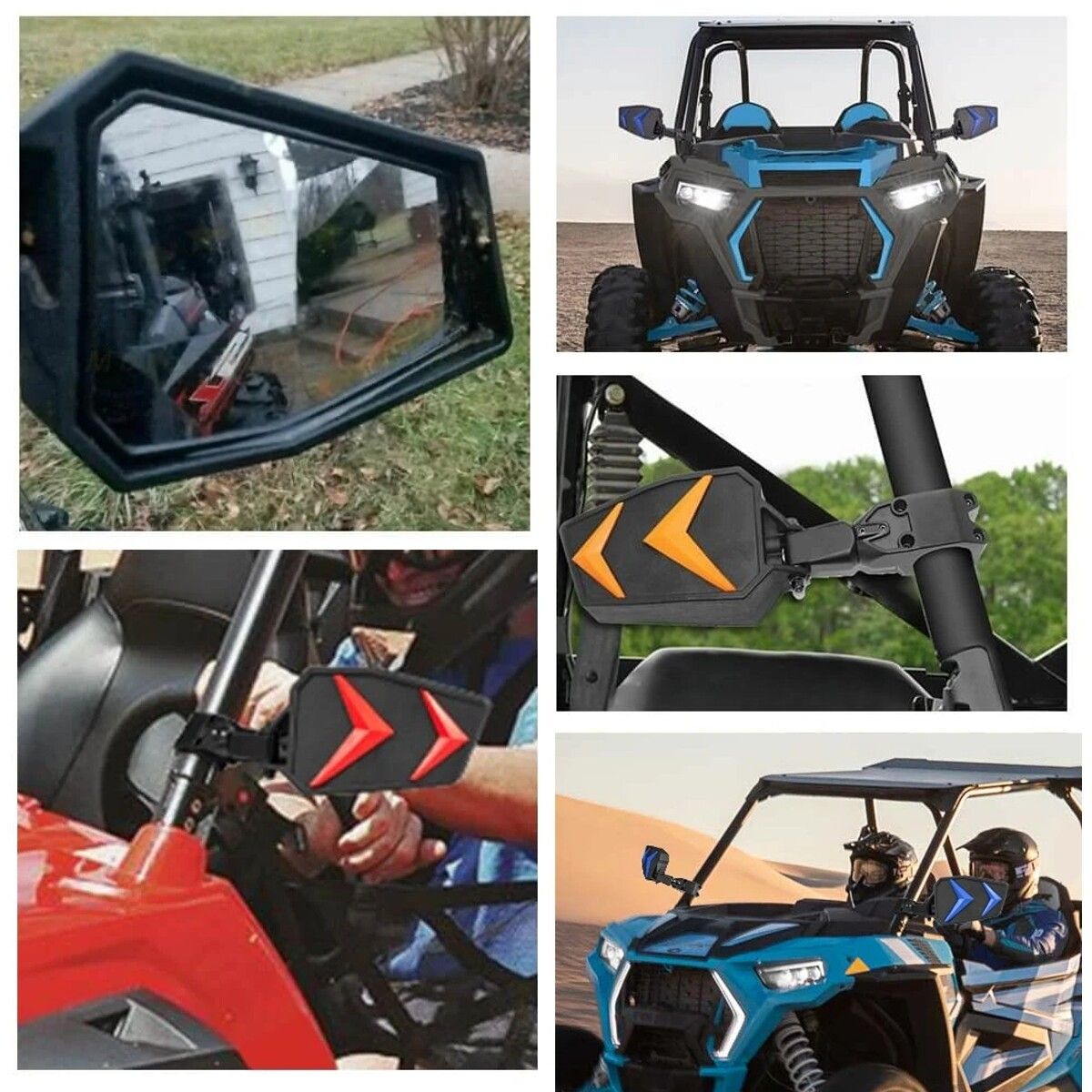 UTV Side Rear View Mirror 1.75" Bar For Polaris RZR 570 800 Yamahas Rhinos