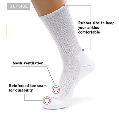 8 Pairs Athletic Cushioned Running Performance Crew Socks For Men & Women