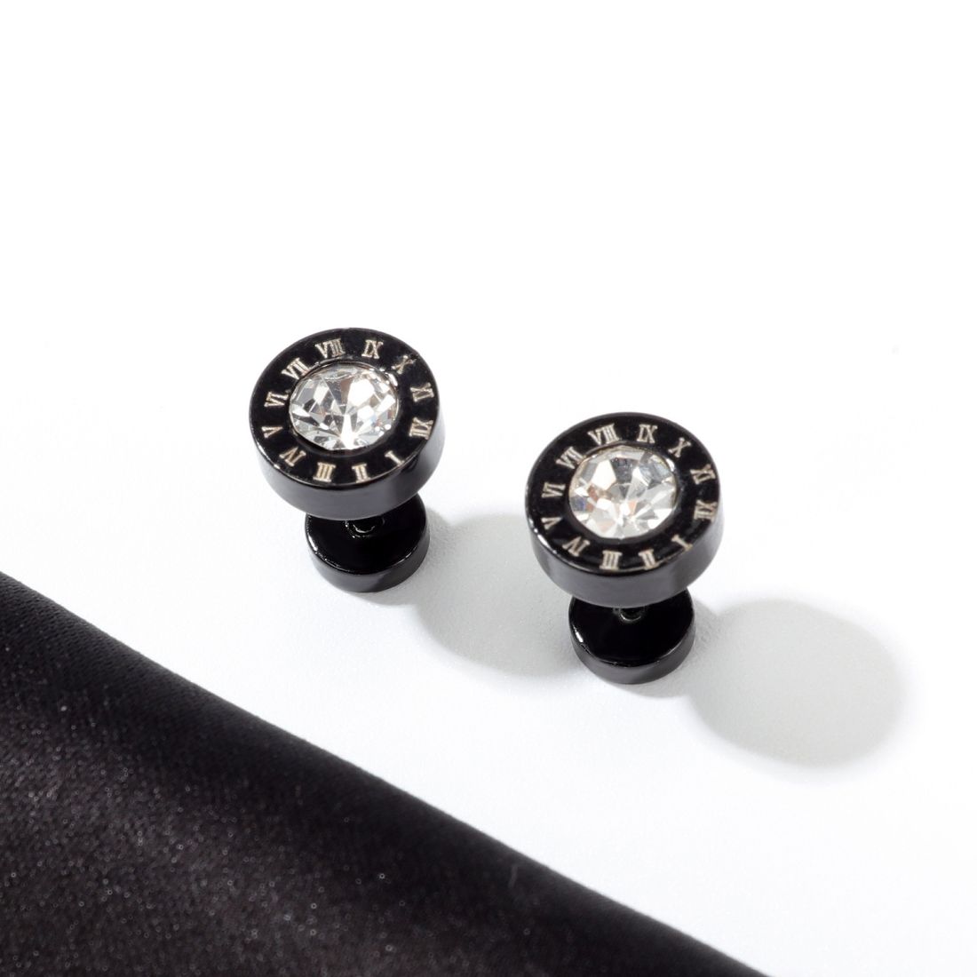 5 Pairs Men Numerals Round Diamond Earrings
