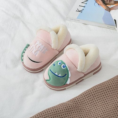 Dinosaur Kids Slippers Baby Toddler Winter Fur Boy Slipper