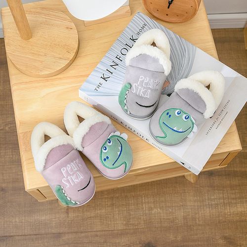 Dinosaur Kids Slippers Baby Toddler Winter Fur Boy Slipper