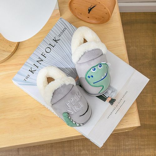 Dinosaur Kids Slippers Baby Toddler Winter Fur Boy Slipper