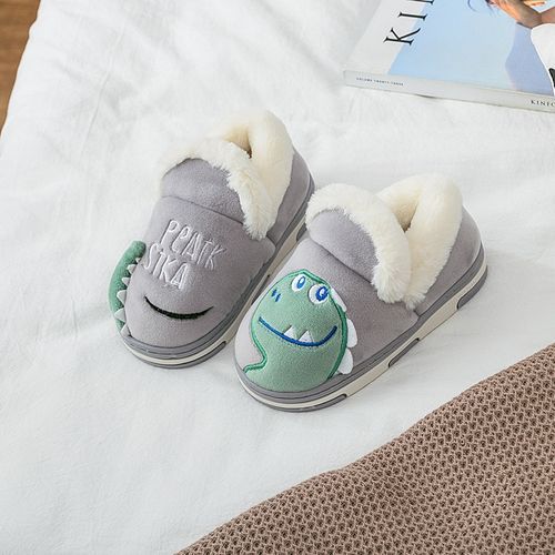 Dinosaur Kids Slippers Baby Toddler Winter Fur Boy Slipper
