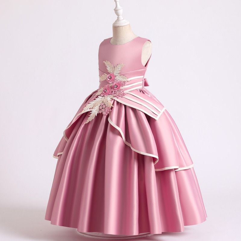 GIRL LUXURY LONG DRESS GOWN - PINK - G137
