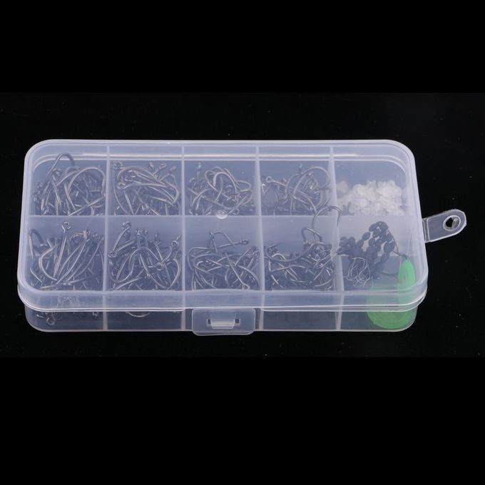 200Pcs Barbless Barbed  Hooks  Hooks Fishhook W/ Stoppers &