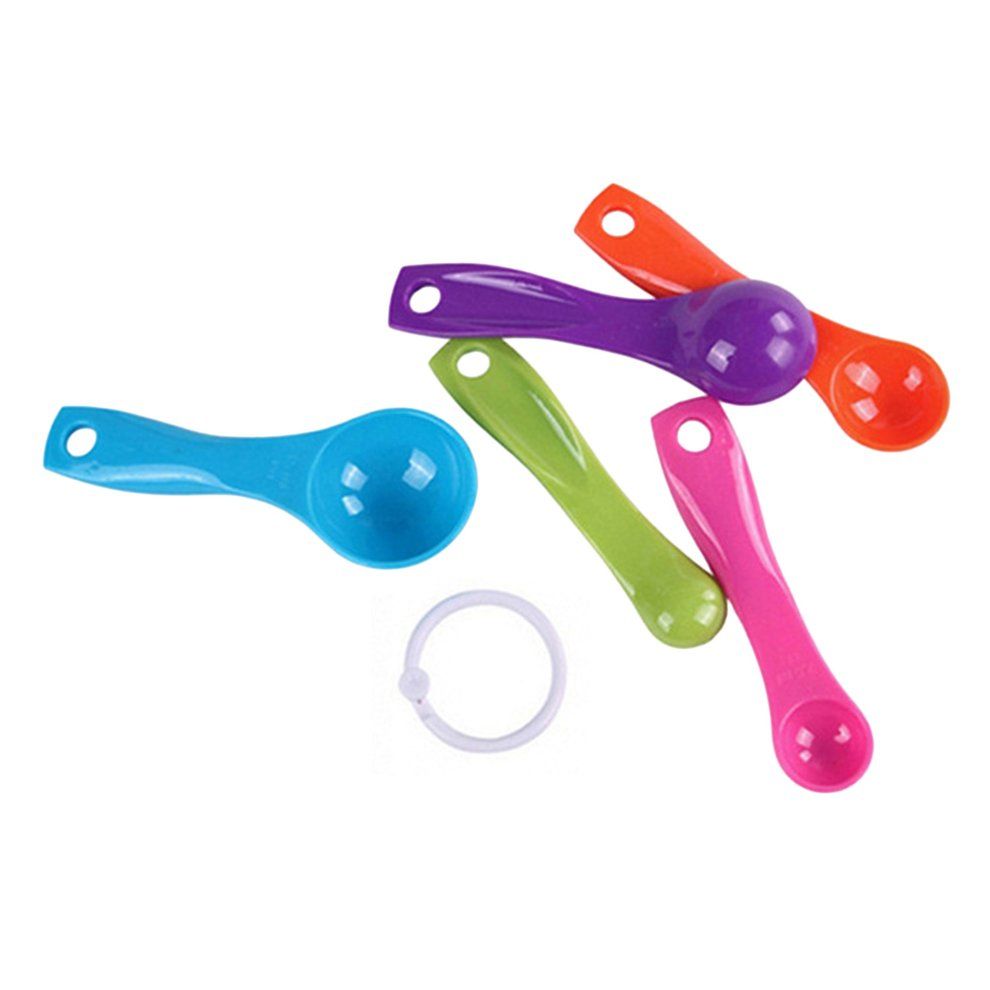 5 Pcs/Set Colorful Plastic Kitchen Measuring Cups Sugar Cake Baking Spoon
