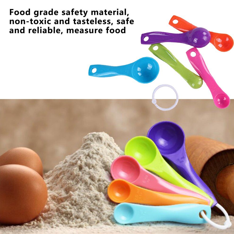 5 Pcs/Set Colorful Plastic Kitchen Measuring Cups Sugar Cake Baking Spoon