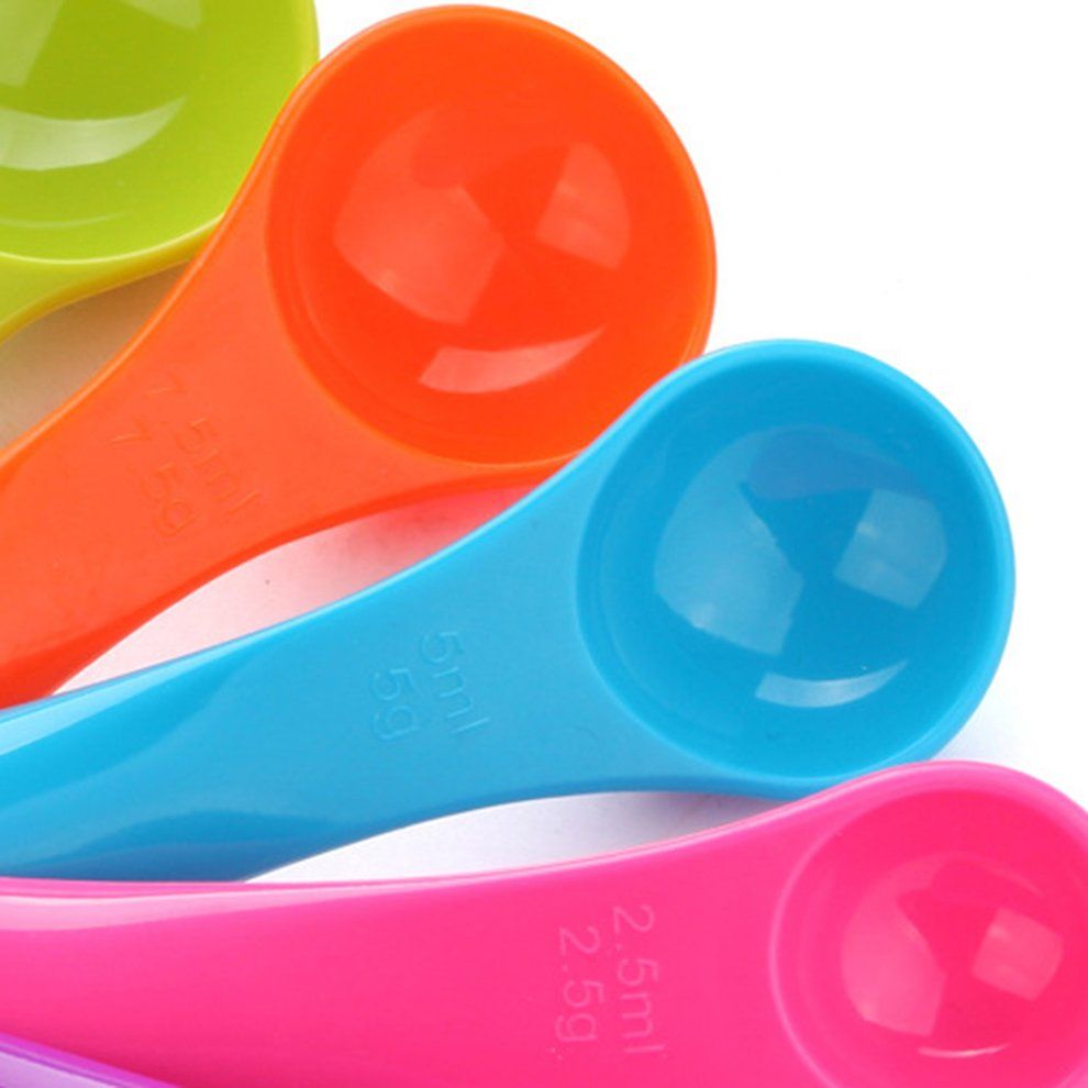 5 Pcs/Set Colorful Plastic Kitchen Measuring Cups Sugar Cake Baking Spoon
