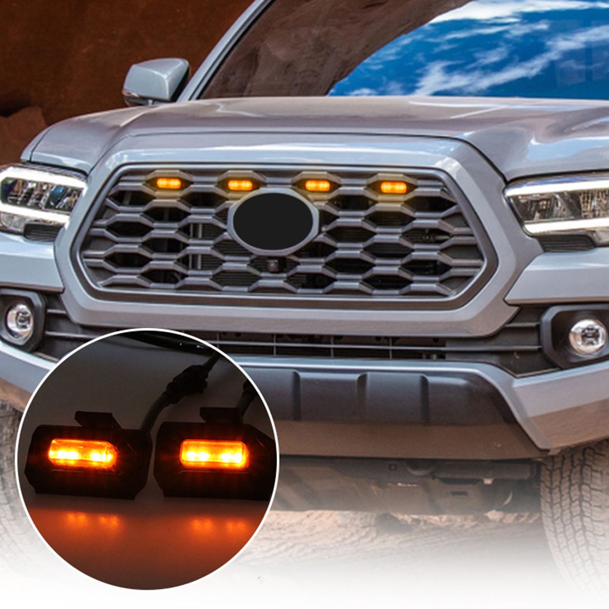 4 PCS Front Grille LED Grille Lights With Add A Fuse