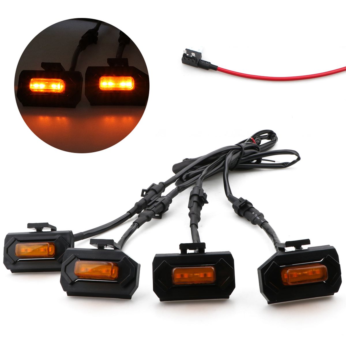 4 PCS Front Grille LED Grille Lights With Add A Fuse