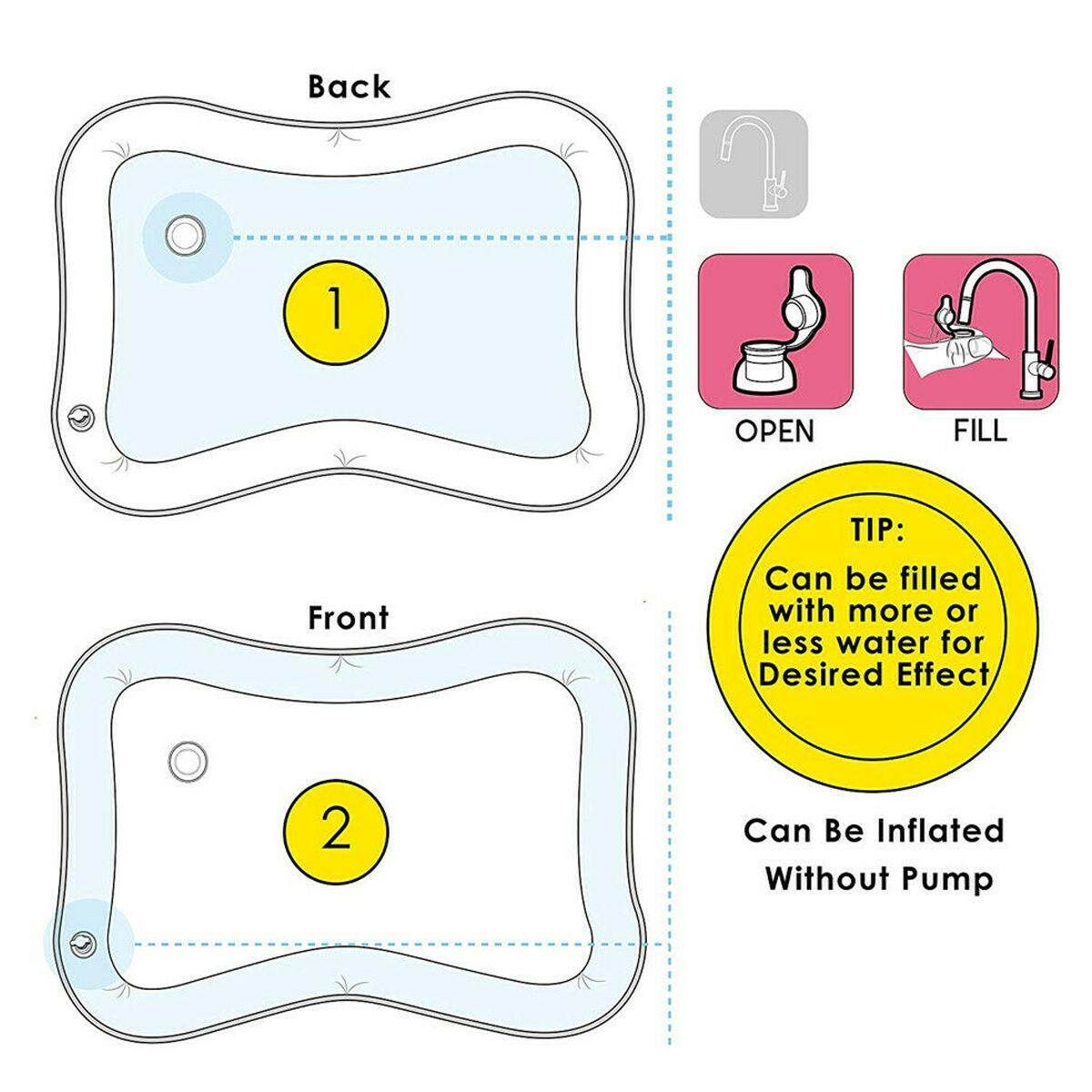 Portable Folding Inflatable Baby Water Play Mat Indoor & Outdoor Fun Activity Play Center For Children & Infants White