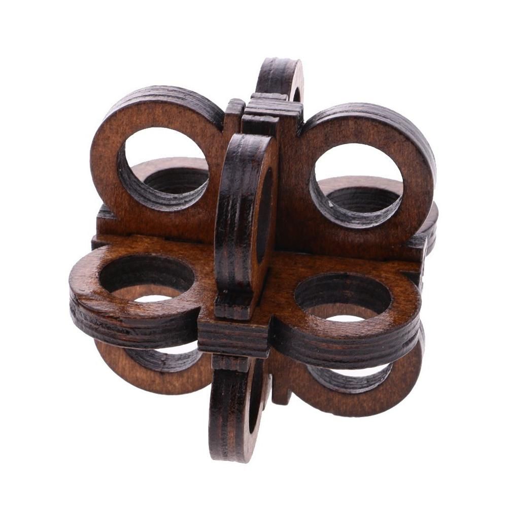 Wooden Intelligence Toy Kong Ming Lock Glasses Lock Puzzle 3D Brain Teaser Puzzle for Kids Children