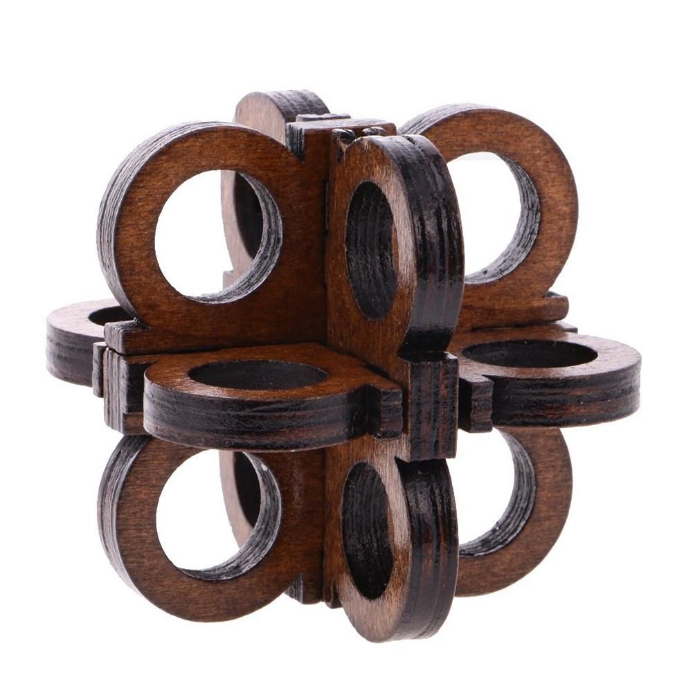 Wooden Intelligence Toy Kong Ming Lock Glasses Lock Puzzle 3D Brain Teaser Puzzle for Kids Children