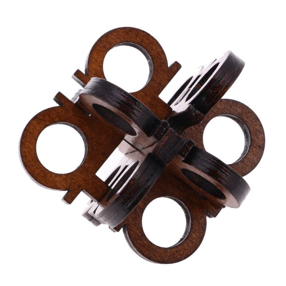 Wooden Intelligence Toy Kong Ming Lock Glasses Lock Puzzle 3D Brain Teaser Puzzle for Kids Children