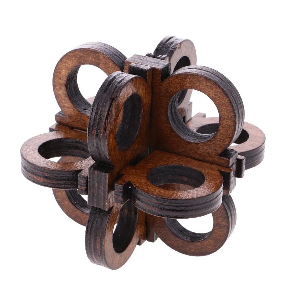 Wooden Intelligence Toy Kong Ming Lock Glasses Lock Puzzle 3D Brain Teaser Puzzle for Kids Children
