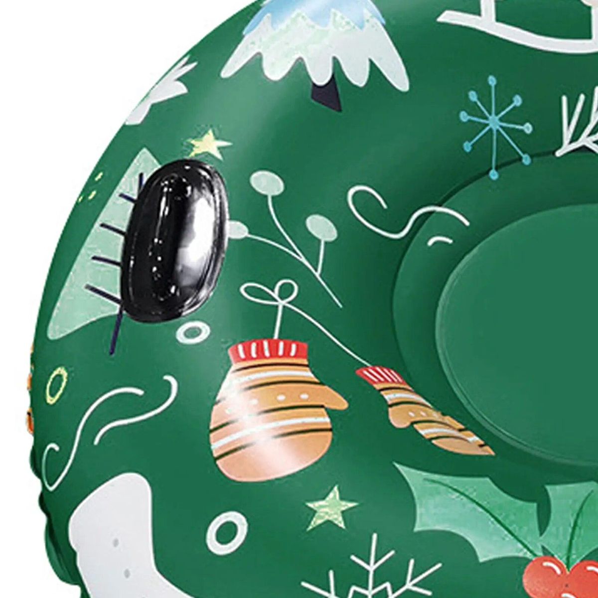 120cm Christmas Style Winter Inflatable Ski Circle With Handle Thicken Cold-resistant Inflatable Heavy Duty Snow Sled Tube