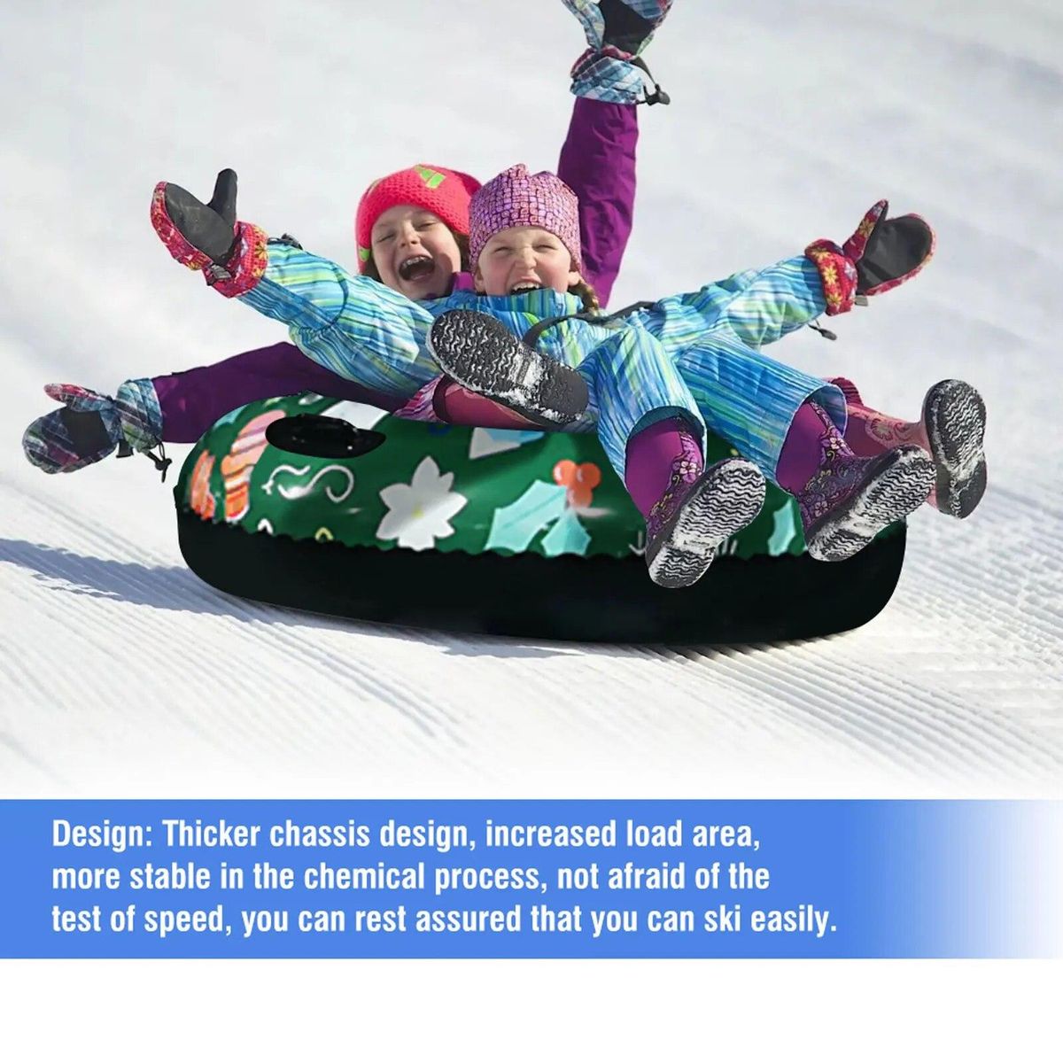 120cm Christmas Style Winter Inflatable Ski Circle With Handle Thicken Cold-resistant Inflatable Heavy Duty Snow Sled Tube