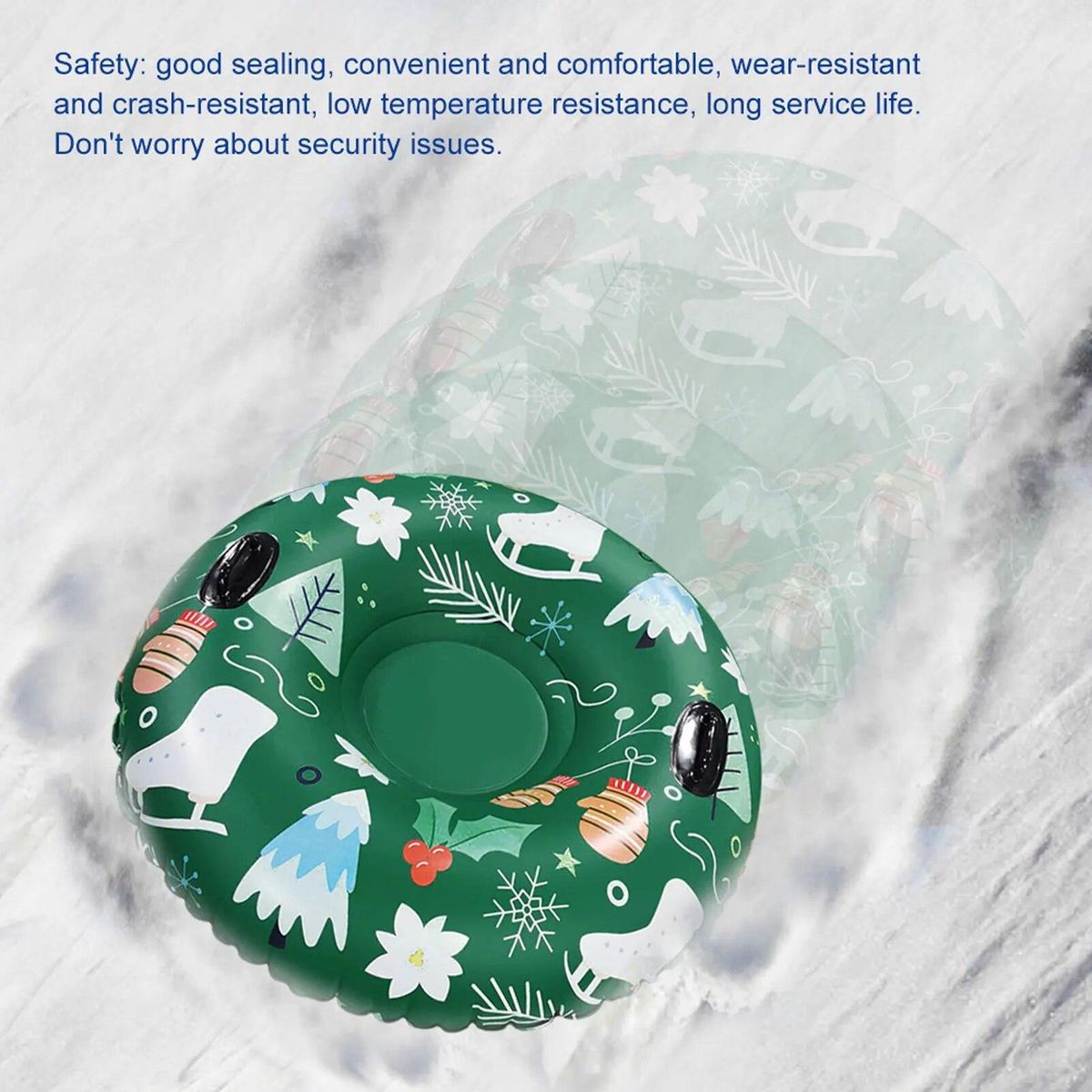 120cm Christmas Style Winter Inflatable Ski Circle With Handle Thicken Cold-resistant Inflatable Heavy Duty Snow Sled Tube