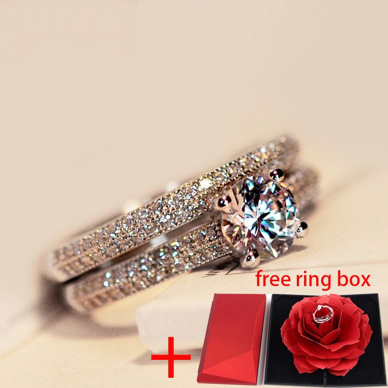 Rose Gold Rings For Women Wedding Engagement Ring  + Ring Box