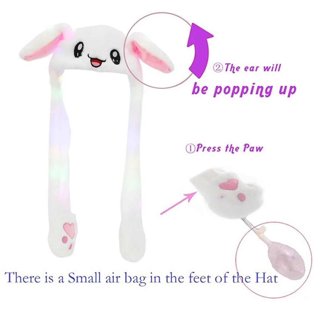 Crystal Velvet Cute Rabbit Hats Pinching Ear Hat Cartoon Funny Bunny Hat Party Decors for Women Gift for Kids Children Girls Boy