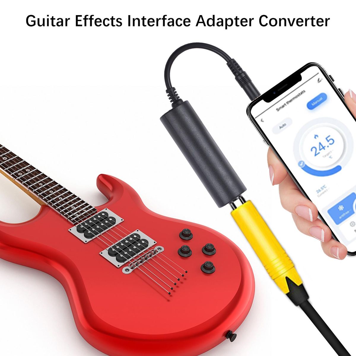 Guitar Interface Converter Guitar Effects Interface Adapter Converter Replacement Guitar for iOS Phone/Pad/Pod