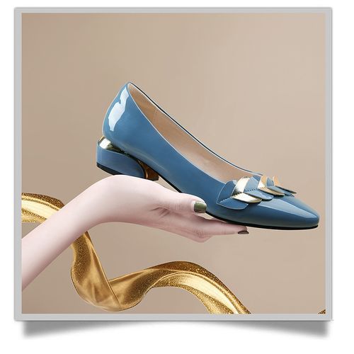 Ladies Low Heel Sweet Party Shoes Sandals-Light Blue