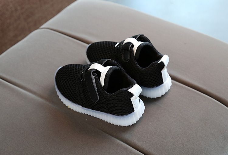 Children's Shoes LED Breathable Light Sports Shoes-Black